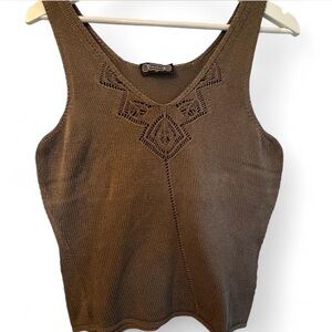 Tandem Brown Knit Sleeveless Top size 42 women’s